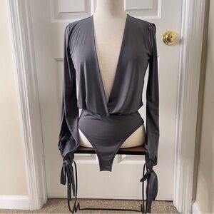 Bodysuit with Tie Sleeves